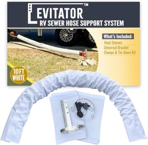 RV Sewer Hose Support | Elevated Holder for Drainage | 10 Ft Protective Small