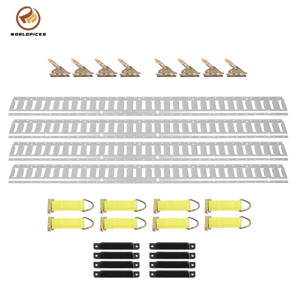 28PCS E-Track Fastening Kit Include 4 Rails 8 Caps 8 Straps 8 O-Rings Galvanized