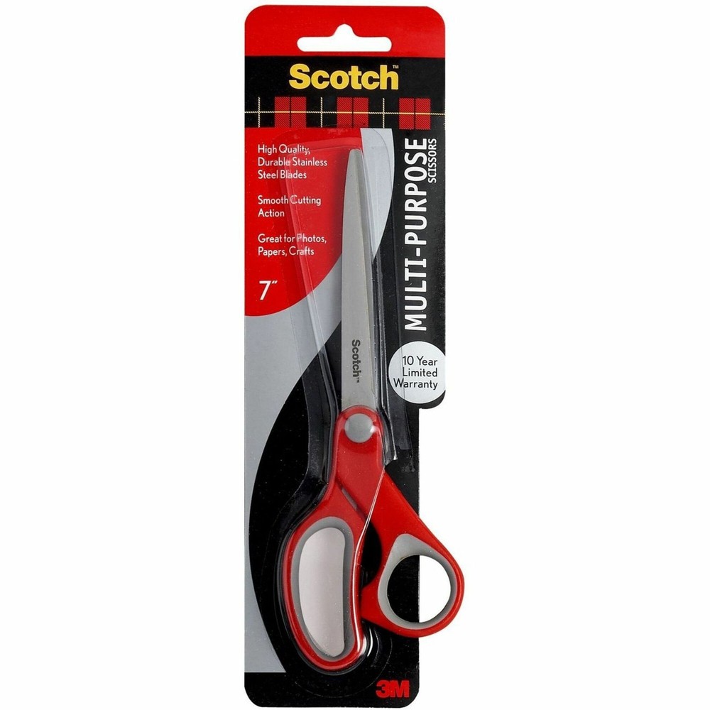 3M MMM1427 Scotch Multi-Purpose Scissors 7" Red/Silver