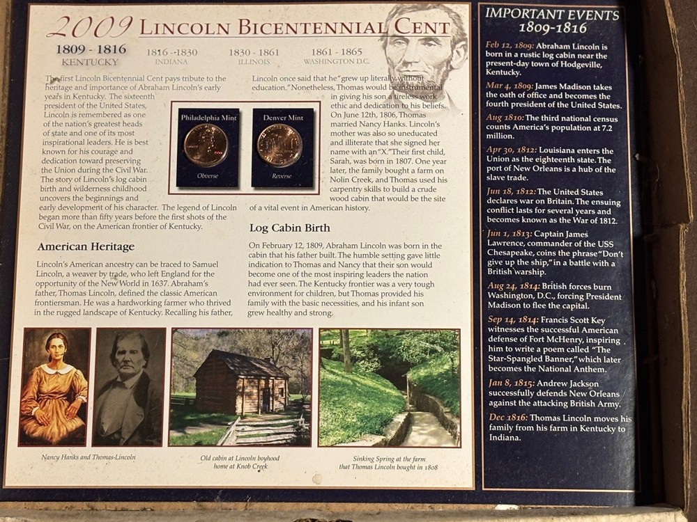 2009 Lincoln Cent | Copper Cent | Bradford Authenticated Panel 2