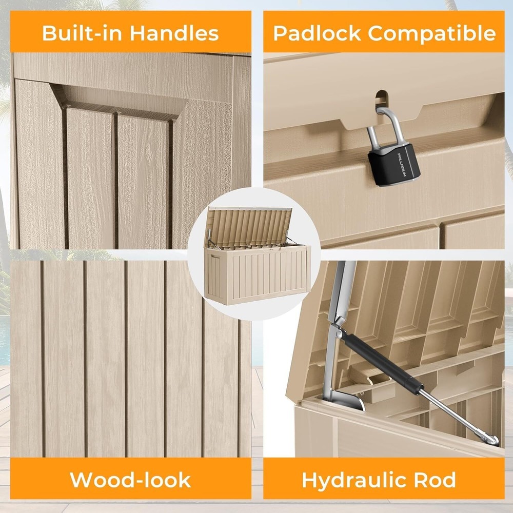 Outdoor Deck Container Waterproof Resin Storage Box with Lockable Storage Bin