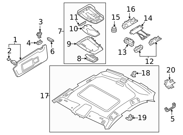 Genuine Audi Visor Lamp 4M0-947-105