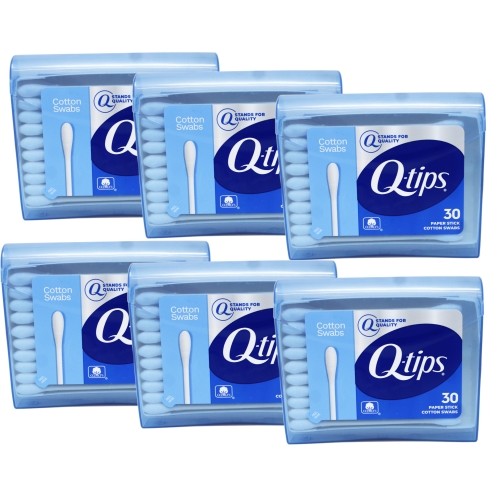 6 Pack Q Tips Cotton Swabs Travel Size Purse Pack 30 Swabs Each