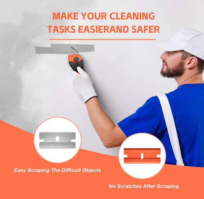 3 Pack Razor Blade Scraper, Plastic Razor Blade Scraper, Scraper Tool with Extra