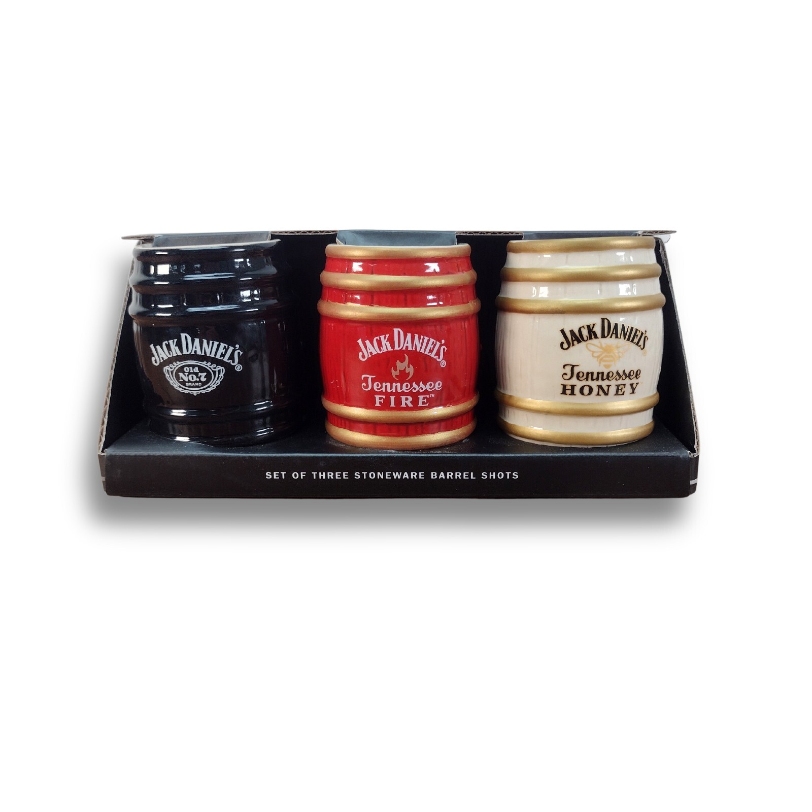 Jack Daniel's Stoneware Barrel Shots Set of 3 - Jack Daniels 3 piece Gift Set