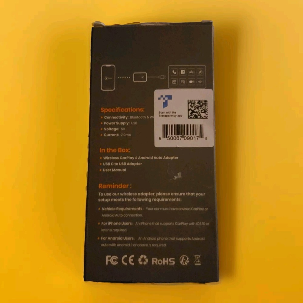 Wireless CarPlay / Android Auto Adapter Dongle for iPhone IOS 10+ & Android 11+