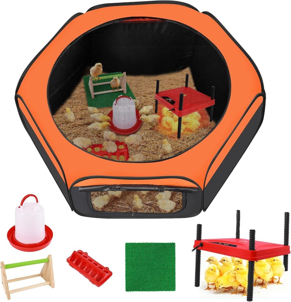 Brooder Box for Chick, 6-in-1 Chick Starter Kit, Includes Brooder Heating Plate