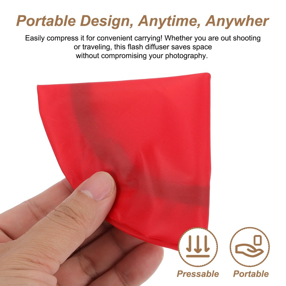 5Pcs 6.3" x 6.3" Soft Mini Flash Bounce Diffuser Cap, For Flashlight, Red