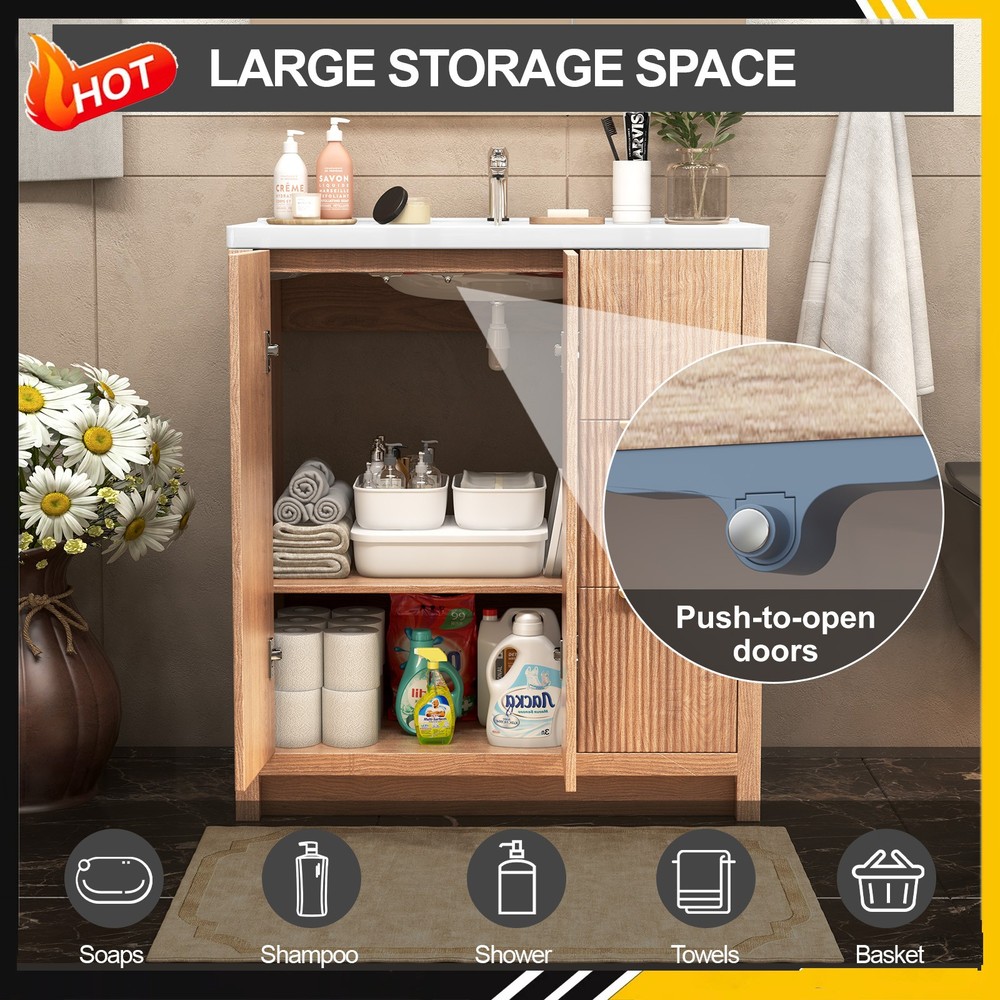 Render 31" Bathroom Vanity with Sink Compact Freestanding Bathroom Cabinet