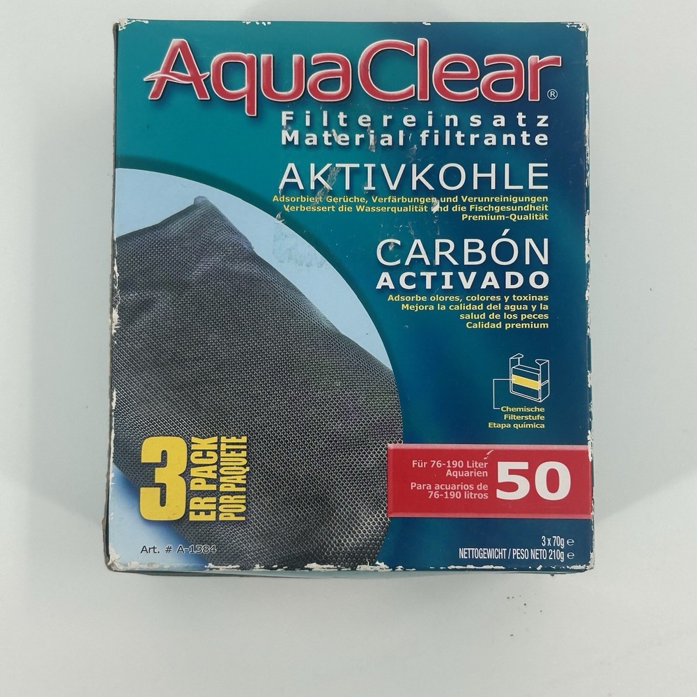 Aquarium Activated Carbon Filter Inserts Size 50 3 count AquaClear Fast Shipping