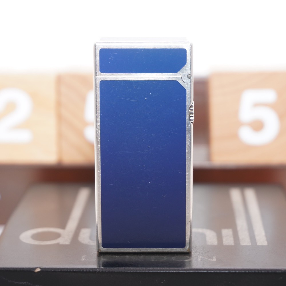 Dunhill Mini Lighter Silver & Blue Lacquer_Ultrasonically Cleaned_Working