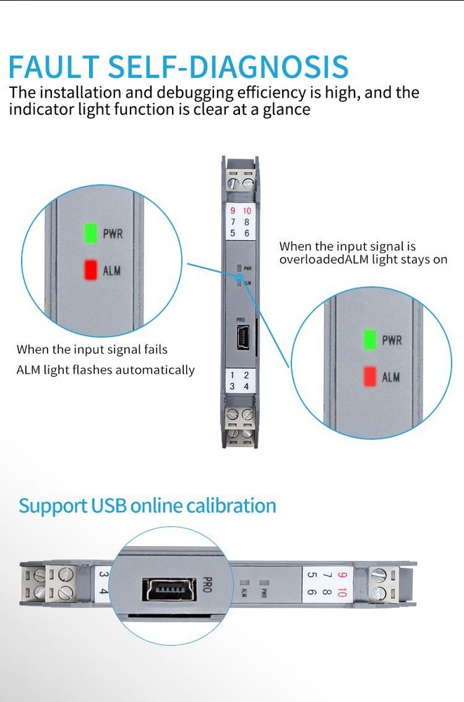 Signal Isolators 1 In-Out Analog Converter 4 20mA 0-10V 0-10V to 4-20mA DC24V