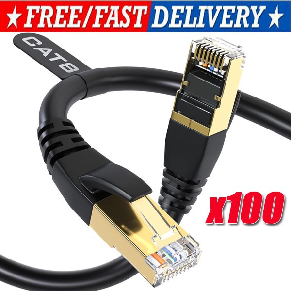 Cat 8 Ethernet RJ45 Cable Super Speed 40Gbps Patch LAN Network Gold Plated Lot