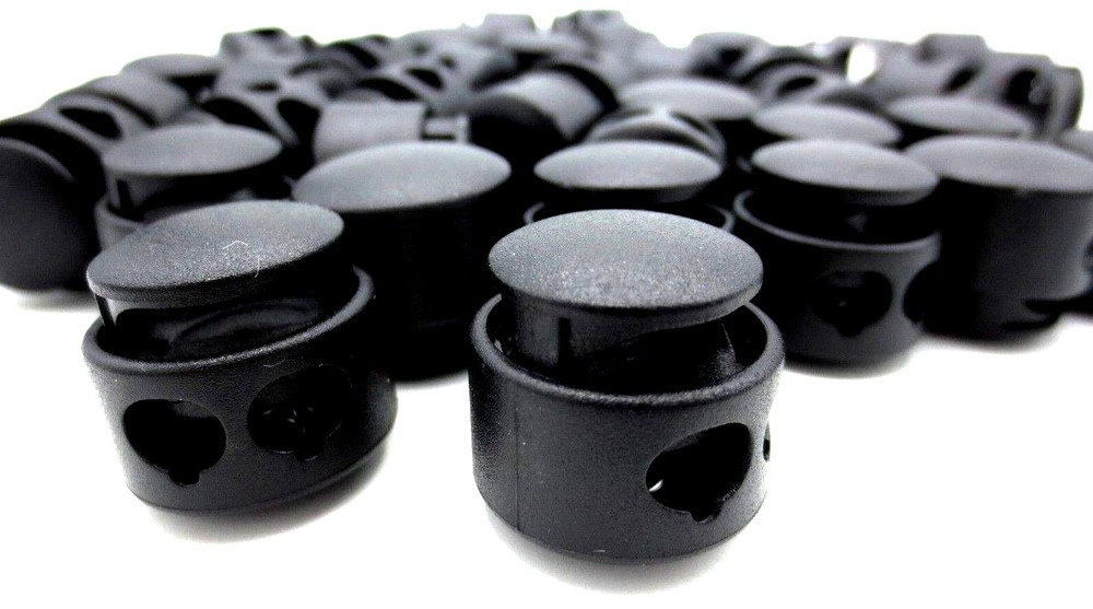 Spring Loaded Slide Lock 2 Hole - Fit Up To 7/32" Thick String - Durable! Black