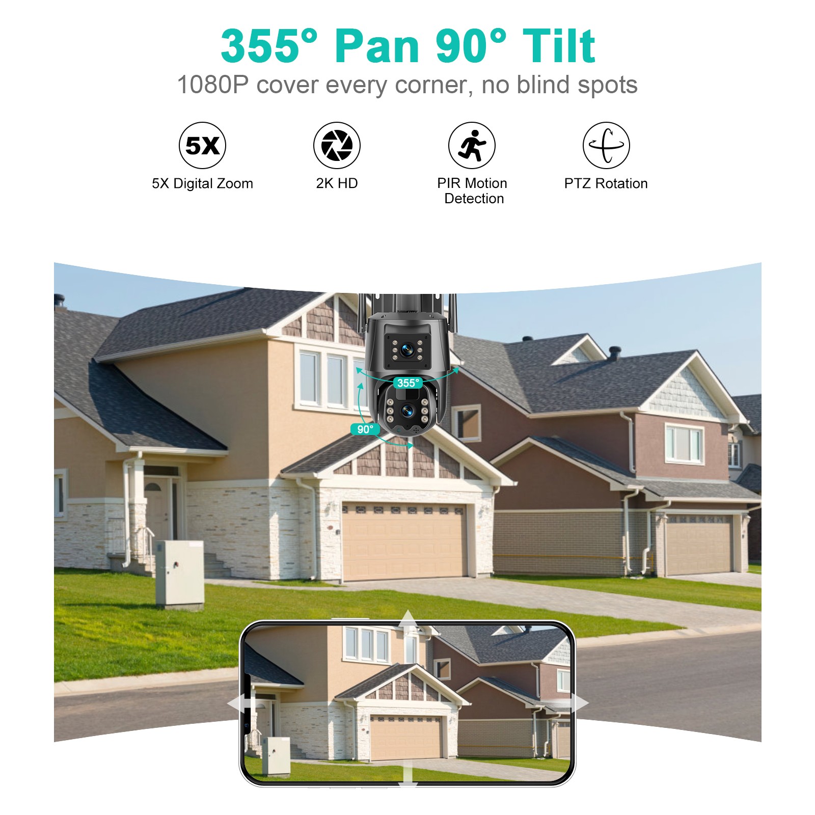 5G 8MP Wireless Solar Powered Camera Outdoor WiFi 4K PTZ Home Security Camera