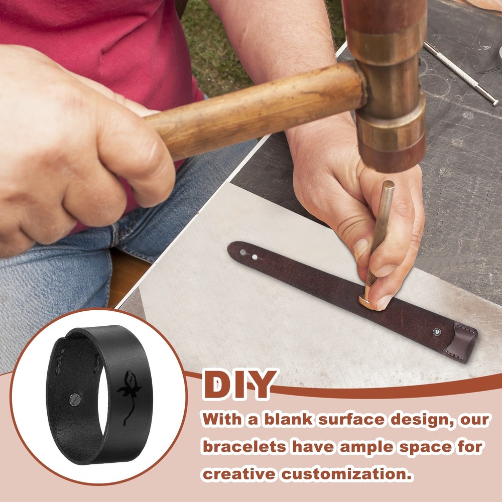 Retro Simple Leather Bracelets Leather Snap Bracelets, Black