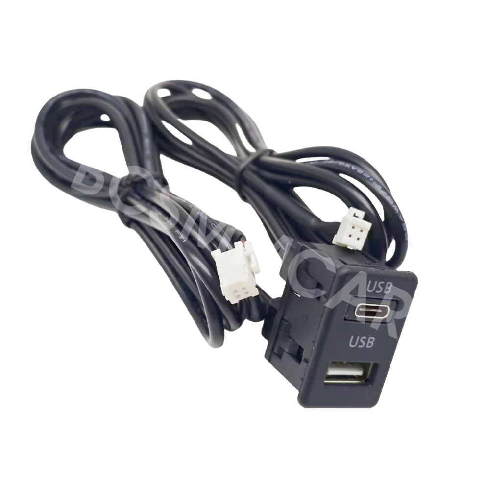 145cm Car Dash Panel Mount Interface Extension Cable Adapter 2 USB Port Socket