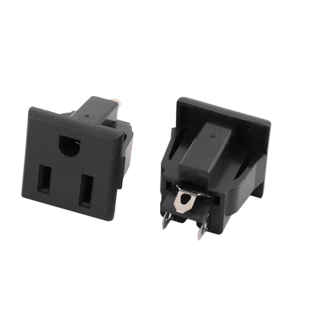 4 Pcs AC 125V 15A US Outlet 3 Terminals Panel Mount Power Socket Black
