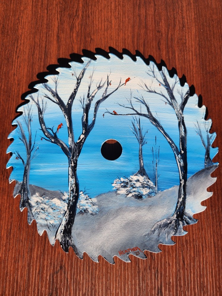 Painted Winter Scene Circular Saw Blade