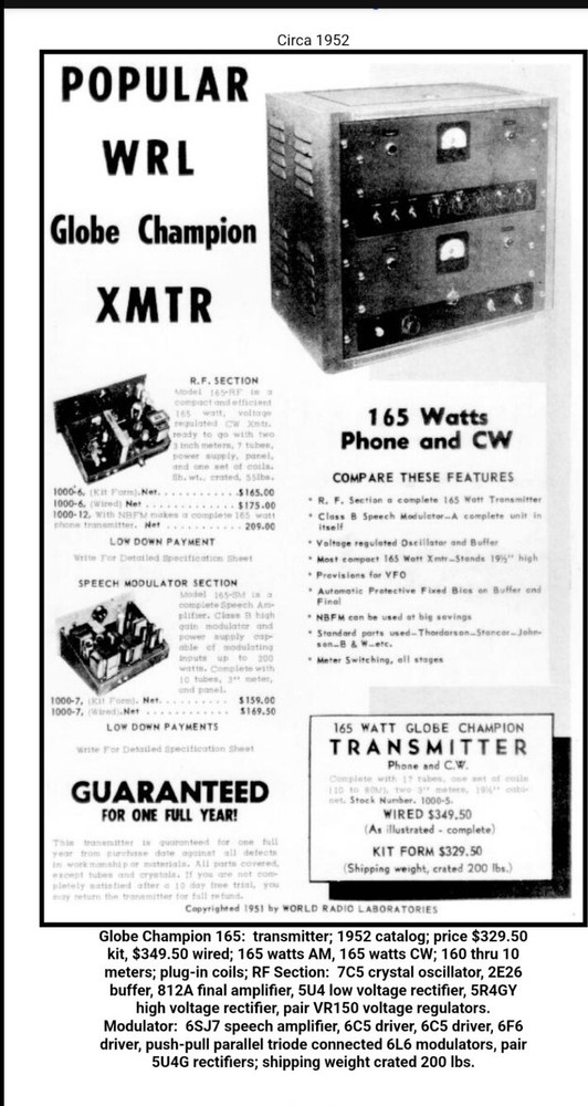Vintage WRL Globe Champion Ham Radio Transmitter