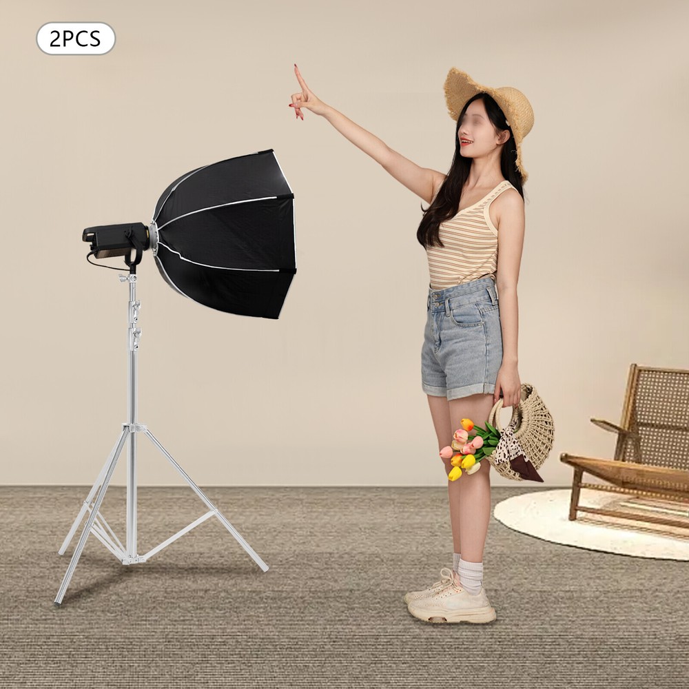 2pcs Adjustable Photography Light Stand Kit with Softbox and Backdrop Support