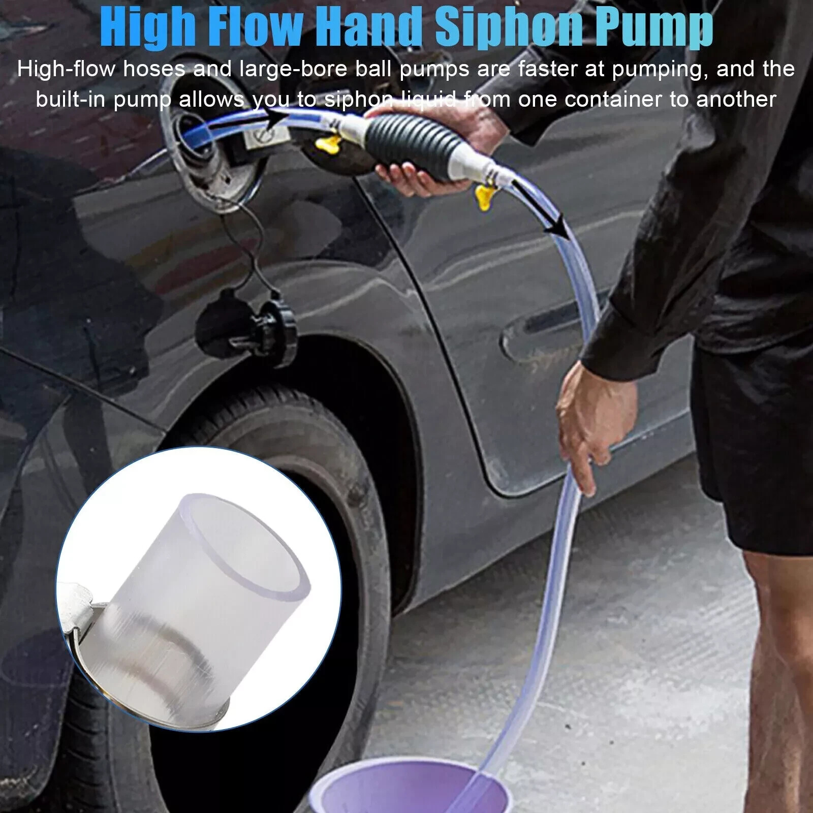 Siphon Hand Pump Portable Manual Car Fuel Transfer Pump for Gas Gasoline Petrol