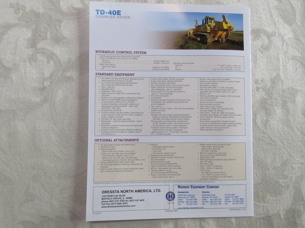 Dressta TD-40E Crawler Dozer Brochure 2008