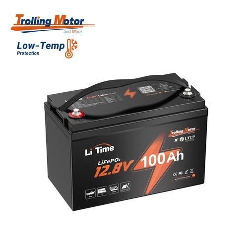 LiTime 12V 100Ah TM LiFePO4 Lithium Battery Low Temp Cut-off for Trolling Motor