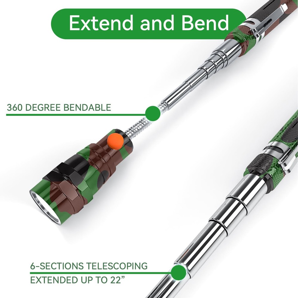 LED Magnetic Pickup Tools, Telescoping Magnetic Flashlights with Extendable M...