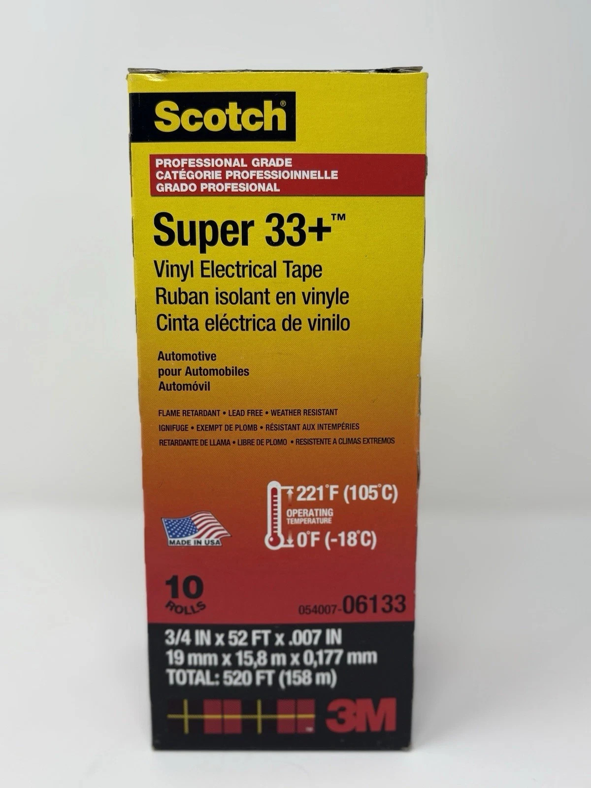 (10 PACK) 3M Scotch Super 33+ Vinyl Electrical Tape 06133 I 3/4"X 52FT