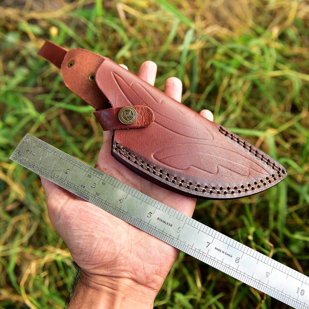 Hand Engraved Fixed Blade Knife Leather Sheath Vertical Scout Sheath Case Cover