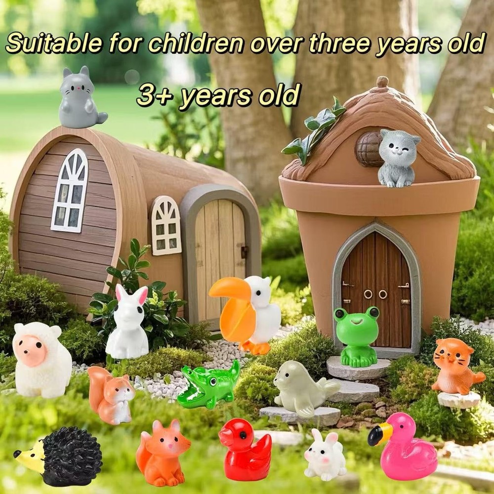 50 Pcs Mini Resin Animal Tiny Animals Figurines Bulk Multicolored