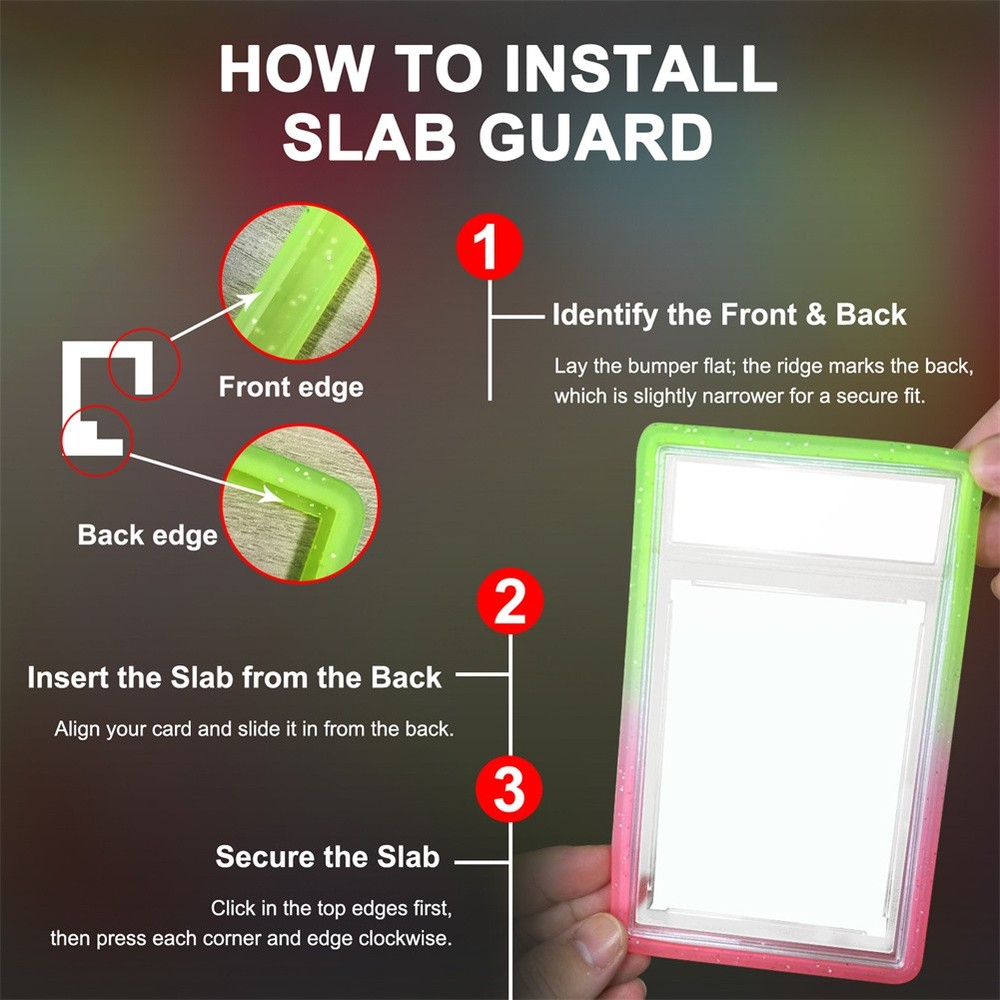 6Pcs Gradient Slab Bumper Guard Protector Skin TPU Stackable For PSA Graded Card