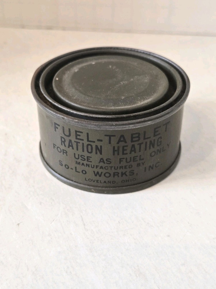ORIGINAL WWII US ARMY MESS RATION FUEL TABLET HEATING TABLET TIN