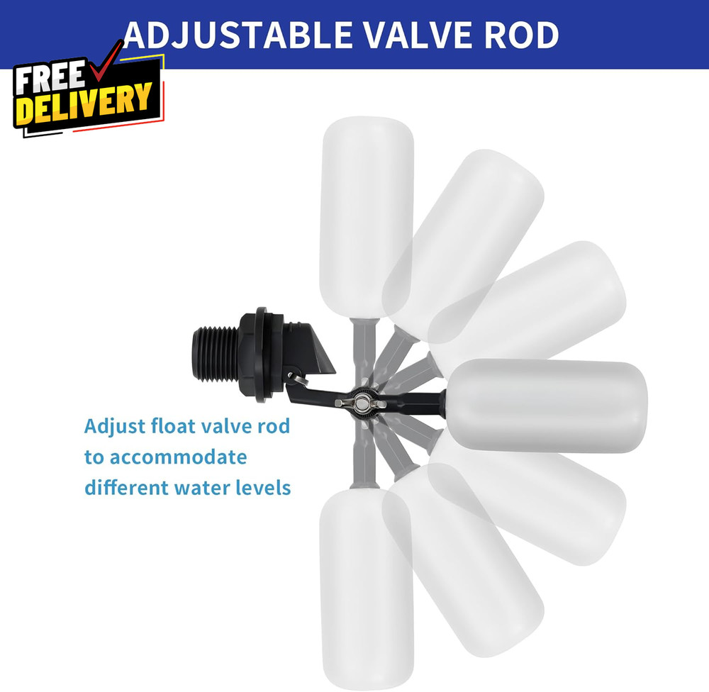 2 Pack Adjustable Arm Float Ball Valve for Automatic Water Level Control in.....