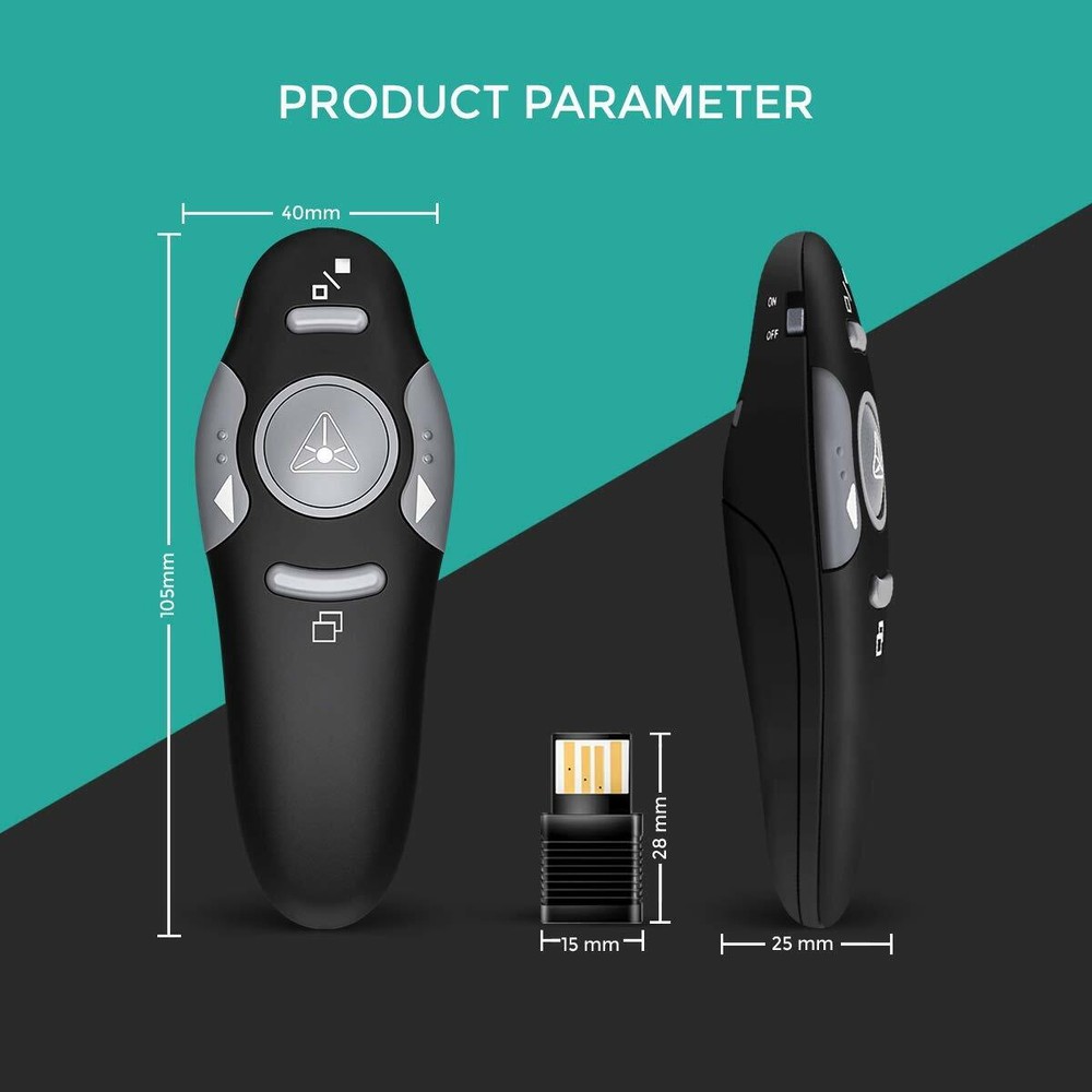 Laser Pointer Remote Control with USB, Supports Mac, Android iOS