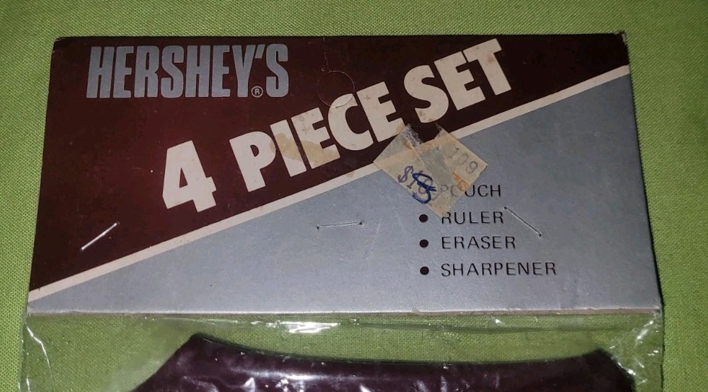 Vintage Hershey’s Chocolate Candy Mini Ruler Eraser Sharpener Case Set
