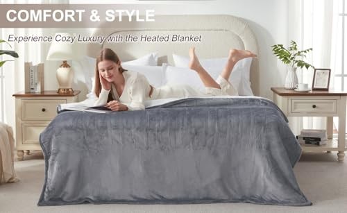 Electric Heated Blanket King Size with Dual King Size 100"x90" London Grey