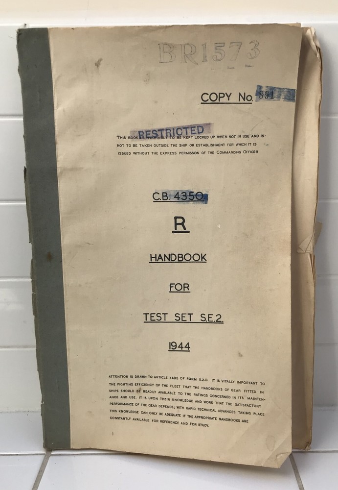 WW2 Admiralty Test Set SE2 Handbook – 1944