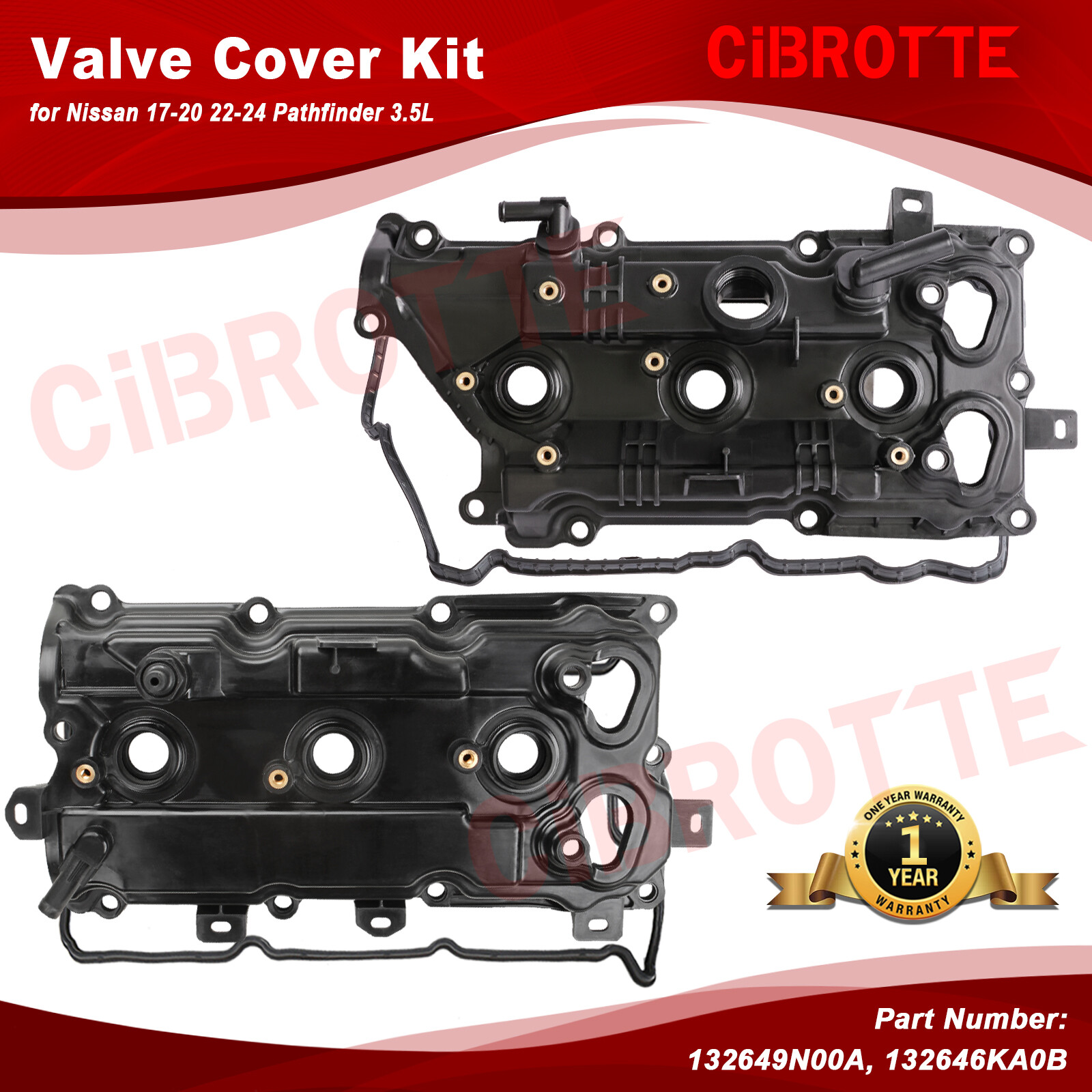 2* Valve Cover Kit for Nissan 17-20 22-24 Pathfinder 3.5L 132649N00A, 132646KA0B