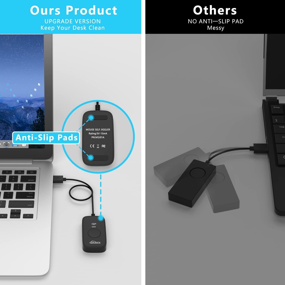 Mouse Jiggler Undetectable, USB Mover, Gaming Automatic Continuous Click Devi...