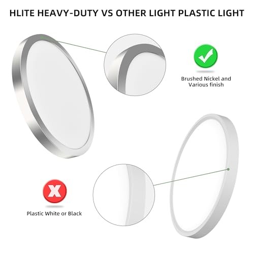 2 Pack 12 Inch Selectable CCT LED Round Flat Panel Light, 12 inch Brush Nickel