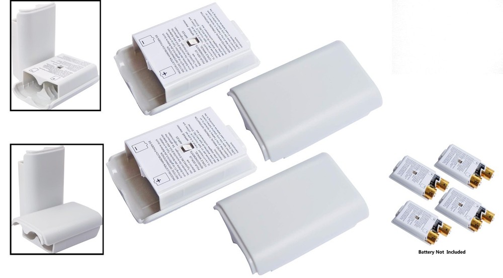 4-Pack White Battery Cover Shell for Xbox 360 Wireless Controllers - ABS