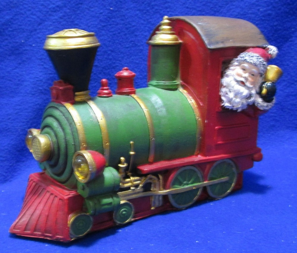 Christmas train with Santa as engineer, resin