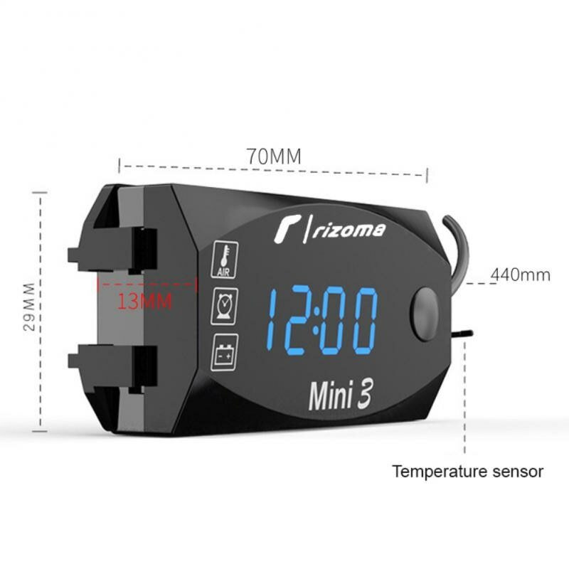 3 In 1 Motorcycle Voltmeter Electronic Clock Thermometer LED Digital Display