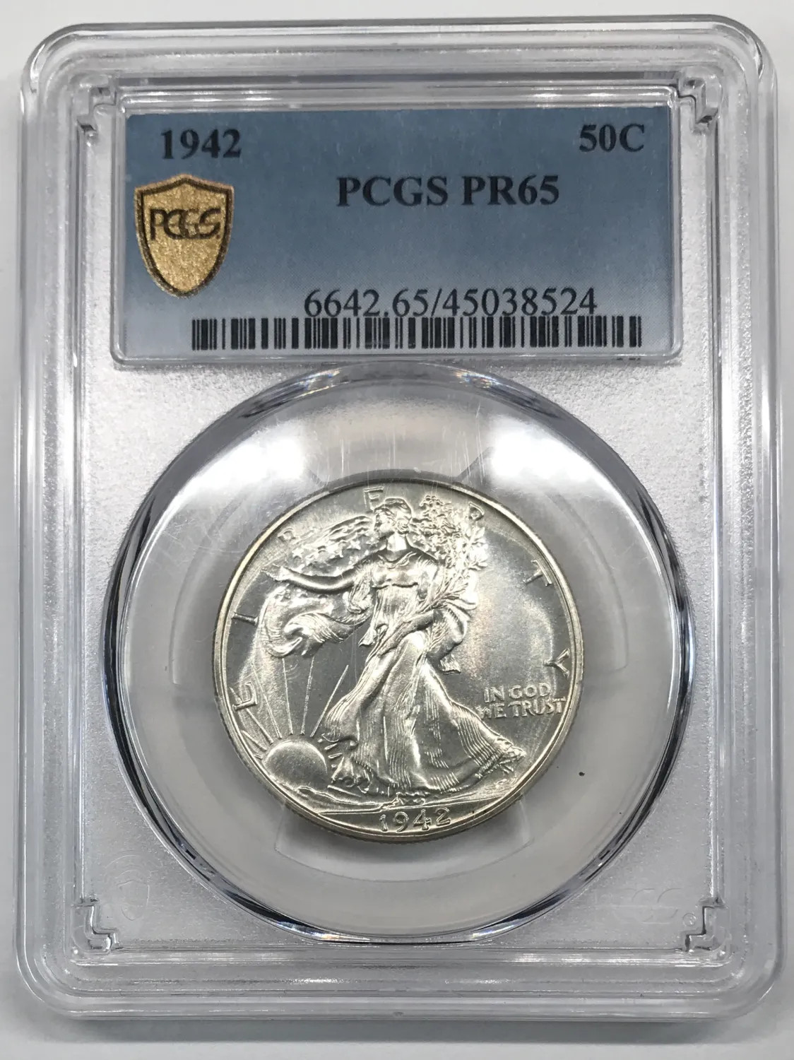 1942 Proof Walking Liberty Half Dollar PCGS PR-65