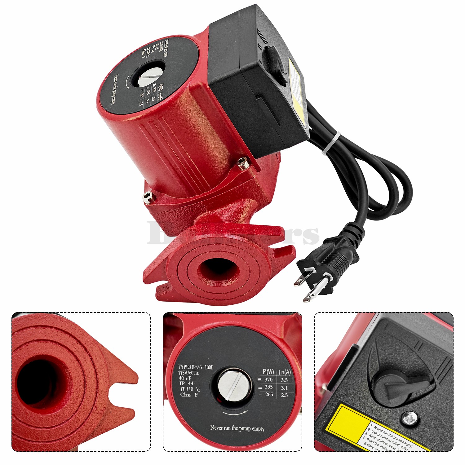 NEW 1/2 HP Water Circulator Pump for Grundfos 115V 3-Speed 95906638 UPS43-100SF