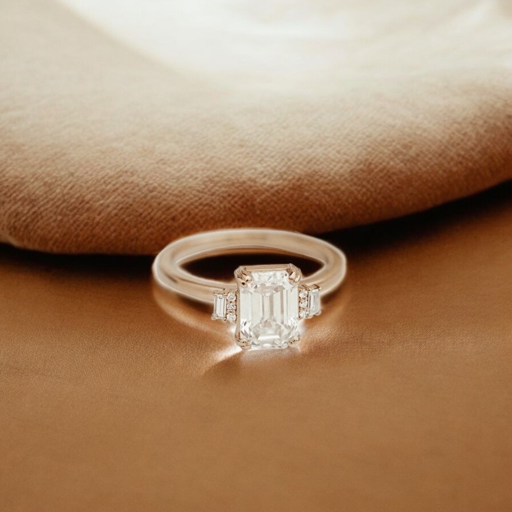 14k Yellow Gold Setting Ring Emerald 0.2 Carat Diamond Solid Semi Mount