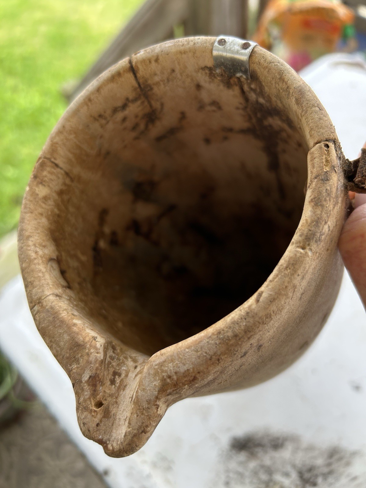 African Milk Jug Hand Carved Wooden Vessel Primitive Rustic Antique Vtg Folk Art