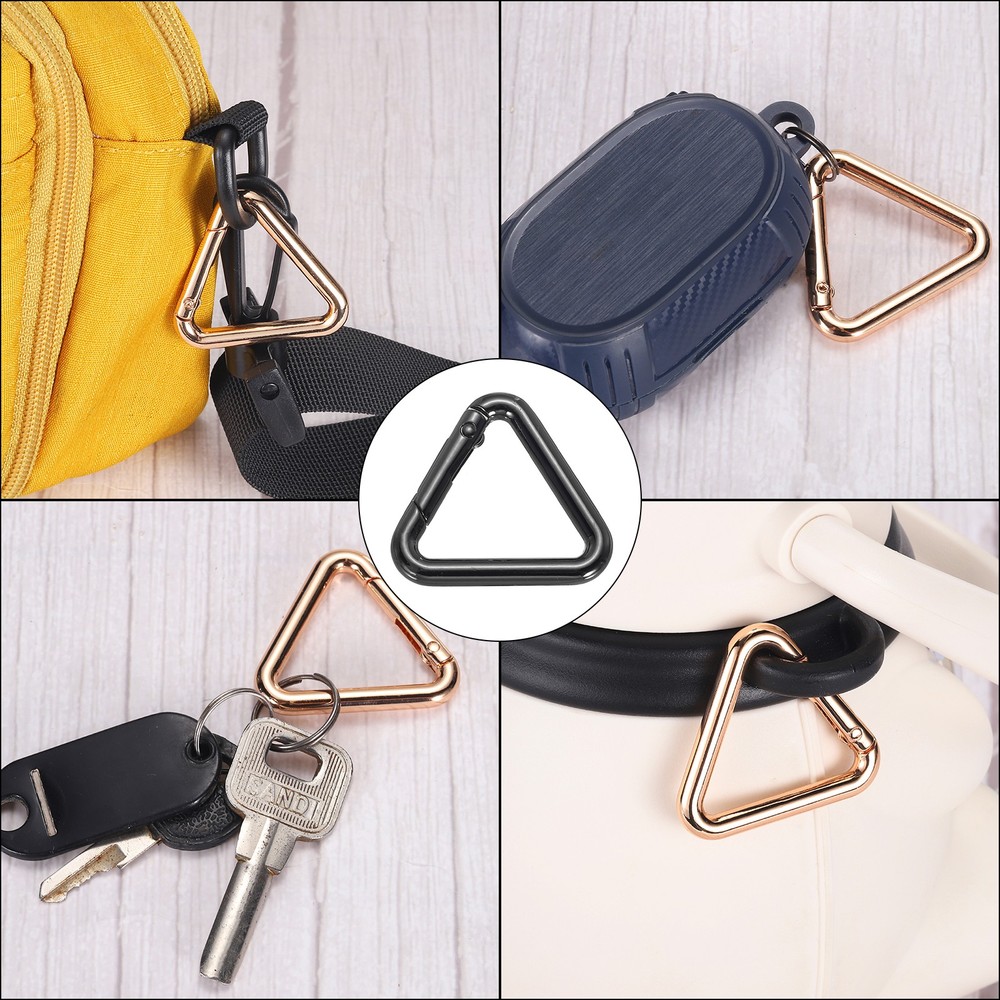 4Pcs 1" Triangle Jump Ring Buckle Spring Snap Clip Trigger Keychain Black